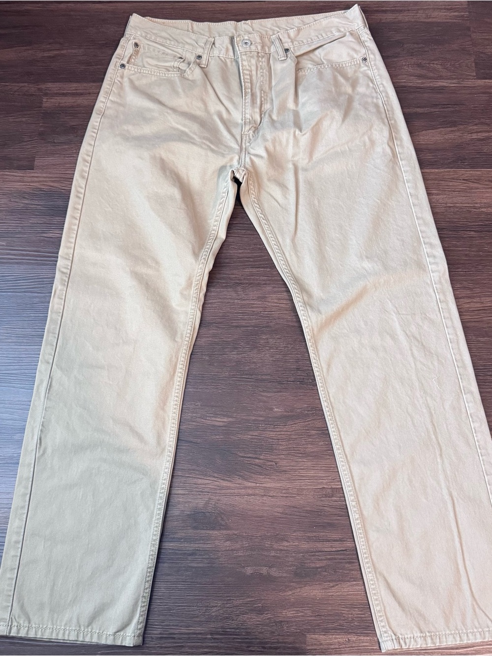 Levis 505 Pants Mens Fits 34x30 Beige Tan Relaxed Straight Chino Casual Jeans
